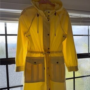 Madewell Yellow Hooded Women's Rain Jacket, Size Medium
